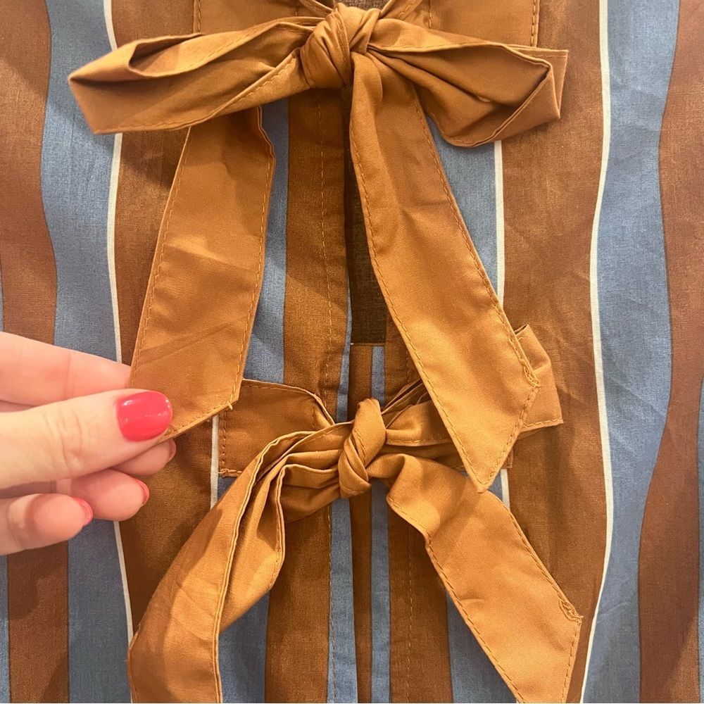 Hudson Gray Brown and Blue Striped Dress with Ruffles Medium - Picture 4 of 10